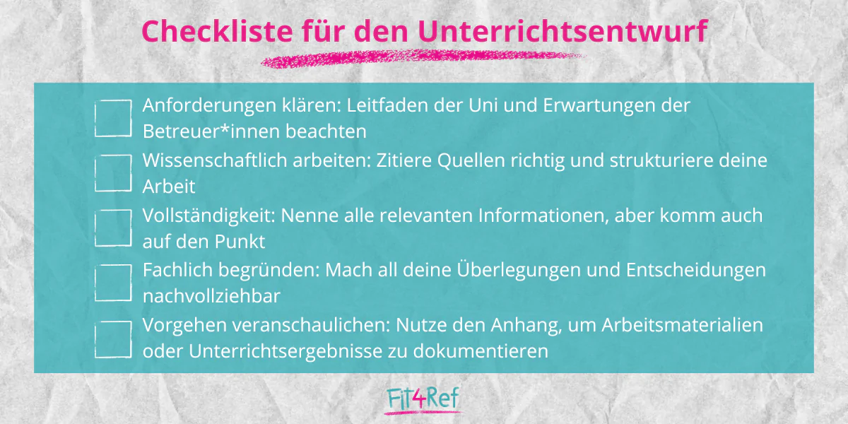 Tipps zum Unterrichtsentwurf erstellen ? - Fit4Ref