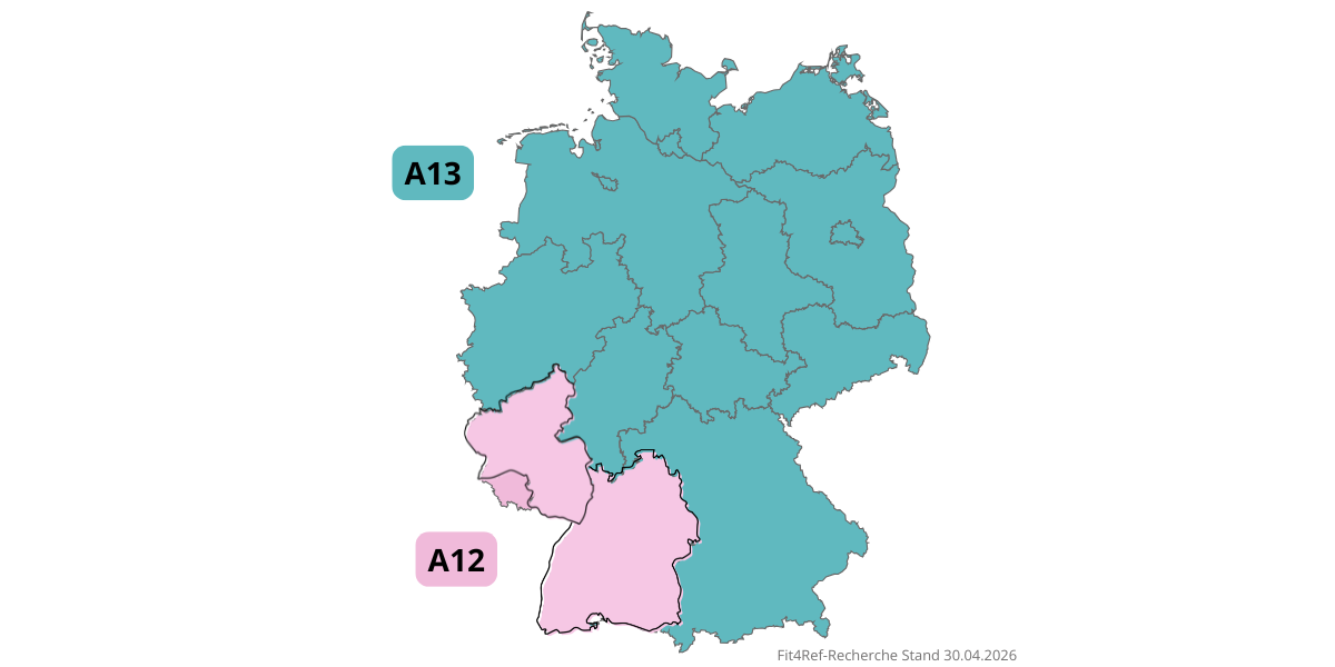 Bundesweite Verteilung A12 und A13 Grundschullehramt