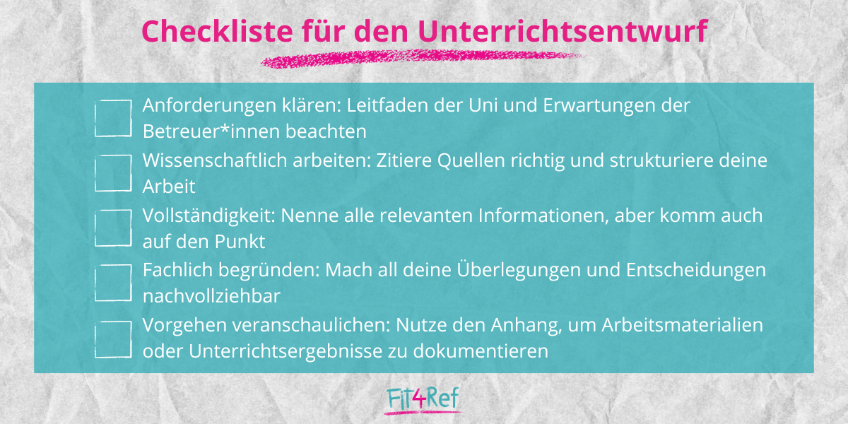 Unterrichtsentwurf erstellen: Aufbau und Checkliste